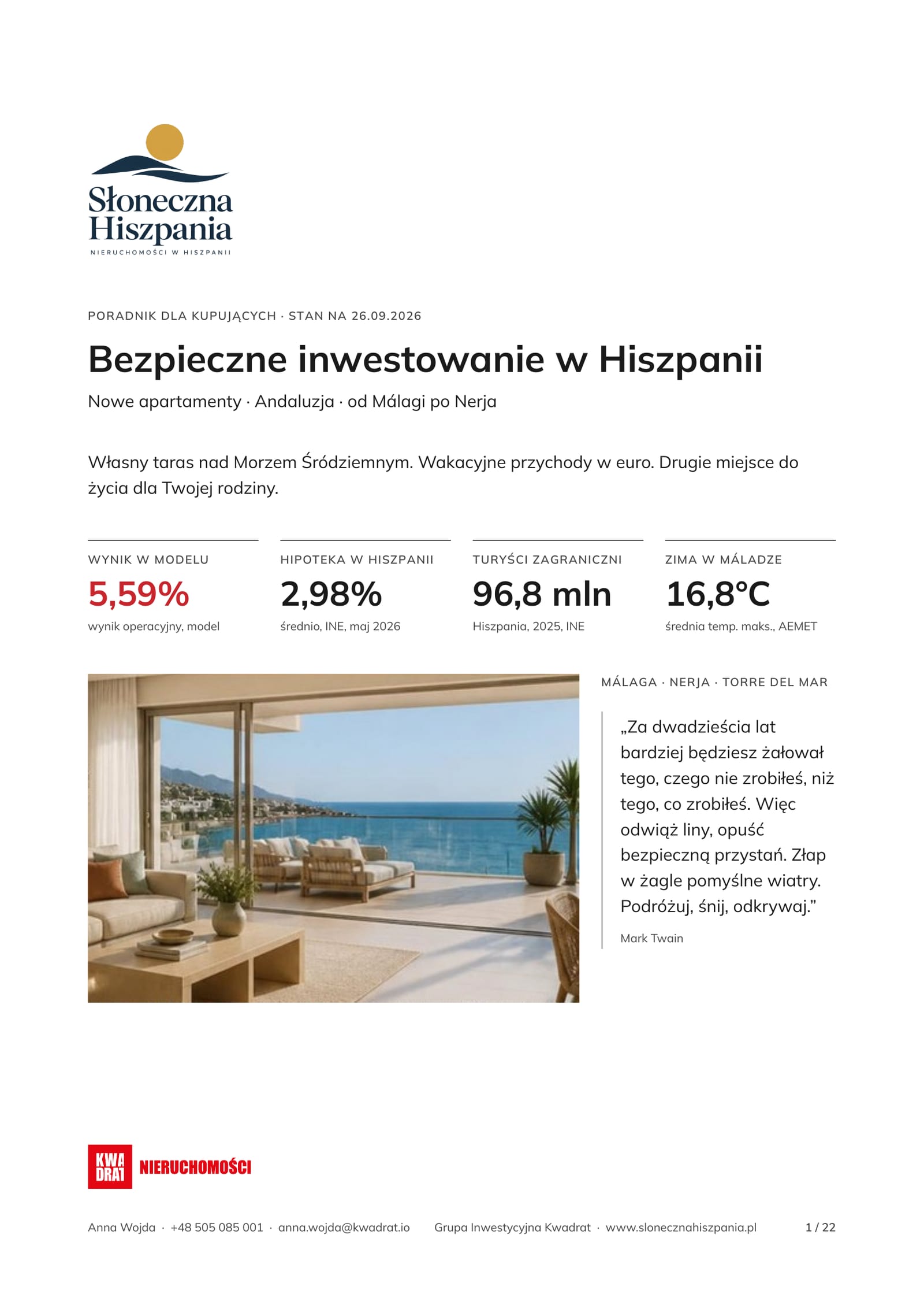Okładka bezpłatnego poradnika o inwestowaniu w nieruchomości w Hiszpanii